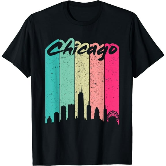 t-shirt Chicago Shirt | 80's Retro Vintage Chicago Skyline T-Shirt mens t shirt，black，women，funny，misfits，men，journey