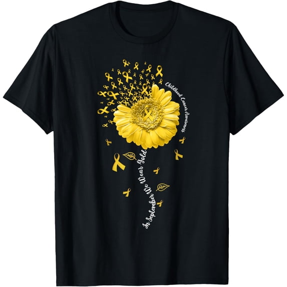 t-shirt Childhood Cancer Awareness Shirts In September We Wear Gold T-Shirt mens,black,women,funny,journey,Crew Neck, Short Sleeve,custom clothing patterns.gift