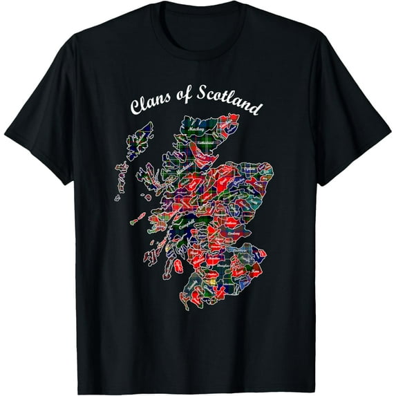 t-shirt Clans of Scotland Map t-shirt T-Shirt mens,black,women,funny,men,journey,Crew Neck, Short Sleeve,printing