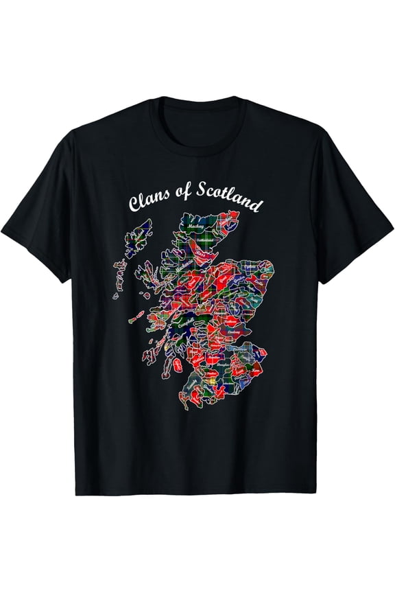 t-shirt Clans of Scotland Map t-shirt T-Shirt mens,black,women,funny,men,journey,Crew Neck, Short Sleeve,printing