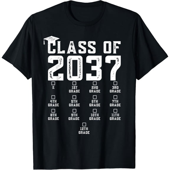 t-shirt Class of 2037 Grow With Me Shirt With Space For Checkmarks T-Shirt mens，black，women，funny，journey，Crew Neck, Short Sleeve,custom clothing patterns.