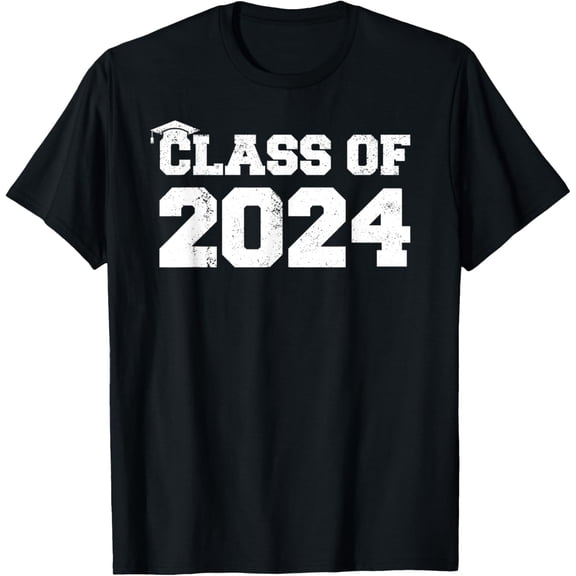 t-shirt Class Of 2024 Graduation Shirt Senior High School College T-Shirt mens，black，women，funny，men，journey，Crew Neck, Short Sleeve,printing