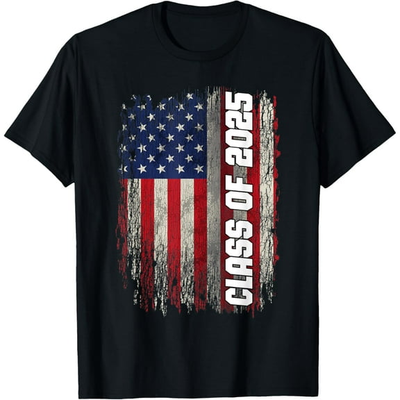 t-shirt Class of 2025 Funny Senior 2025 USA American Flag T-Shirt.