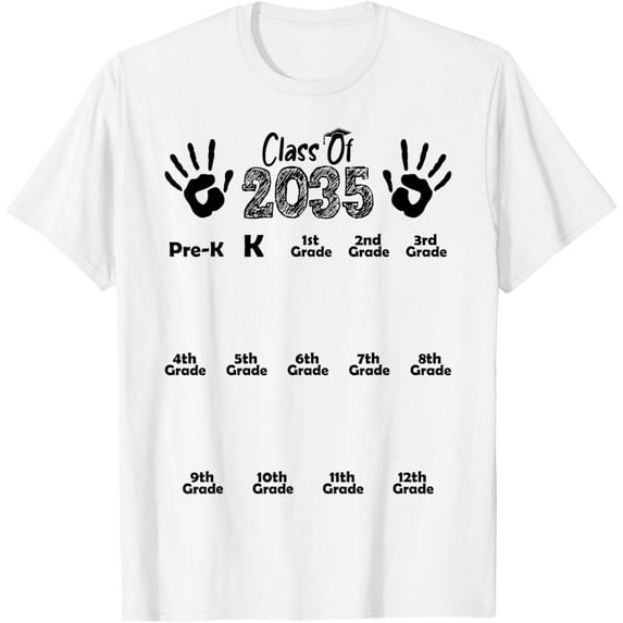 t-shirt Class of 2035 Grow With Me Shirt Handprint Pre-K 12th Grade T-Shirt mens t shirt,black,women,funny,misfits,men,journey
