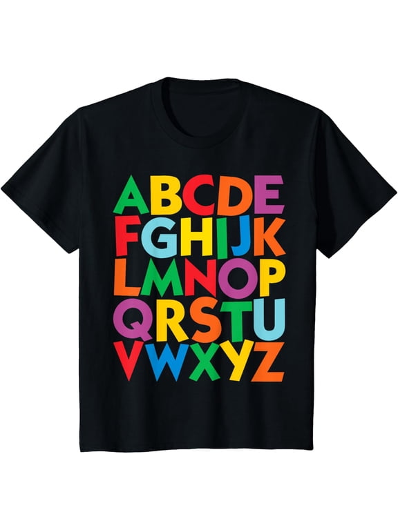 t-shirt Colorful Uppercase Letters Alphabet learn ABCs boy girl kids T-Shirt.