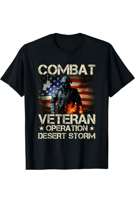 t-shirt Combat Veteran Operation Desert Storm Soldier T-Shirt mens,black,women,funny,men,journey,Crew Neck, Short Sleeve,printing