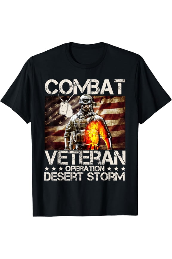 t-shirt Combat Veteran Operation Desert Storm Soldier T-Shirt mens,black,women,funny,men,journey,Crew Neck, Short Sleeve,printing