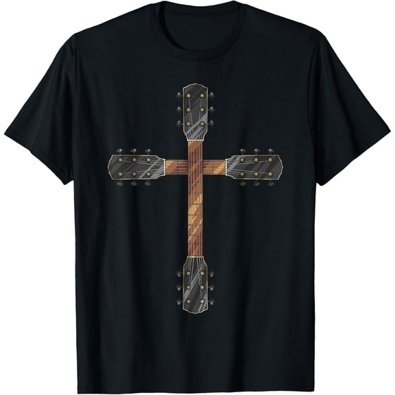 t-shirt Cool Christian Guitar Cross | Funny Musician Guitarist Gift T-Shirt mens,black,women,funny,journey,Crew Neck, Short Sleeve,printing
