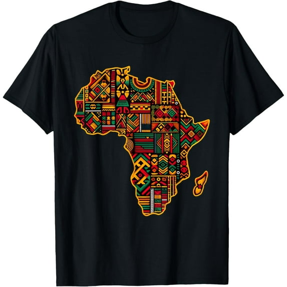 Cool Colorful Africa Map Men Women Kente African Lover T-Shirt