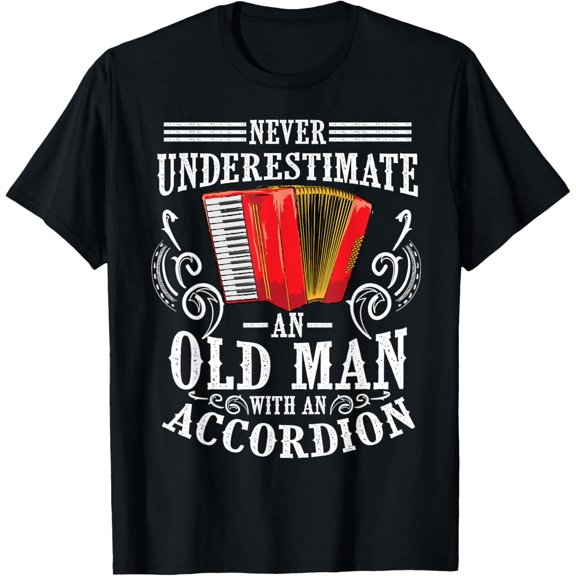 t-shirt Cool Old Man With An Accordion Gift | Funny Musician Player T-Shirt.