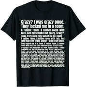 t-shirt Crazy? I Was Crazy Once. Funny Meme T-Shirt mens black women funny men journey Crew Neck, Short Sleeve,printing