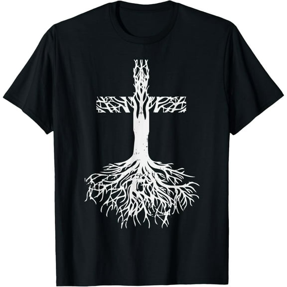 t-shirt Cross Roots God Jesus Christ Faith Religious Christian Gift T-Shirt mens，black，women，funny，men，journey，Crew Neck, Short Sleeve,printing