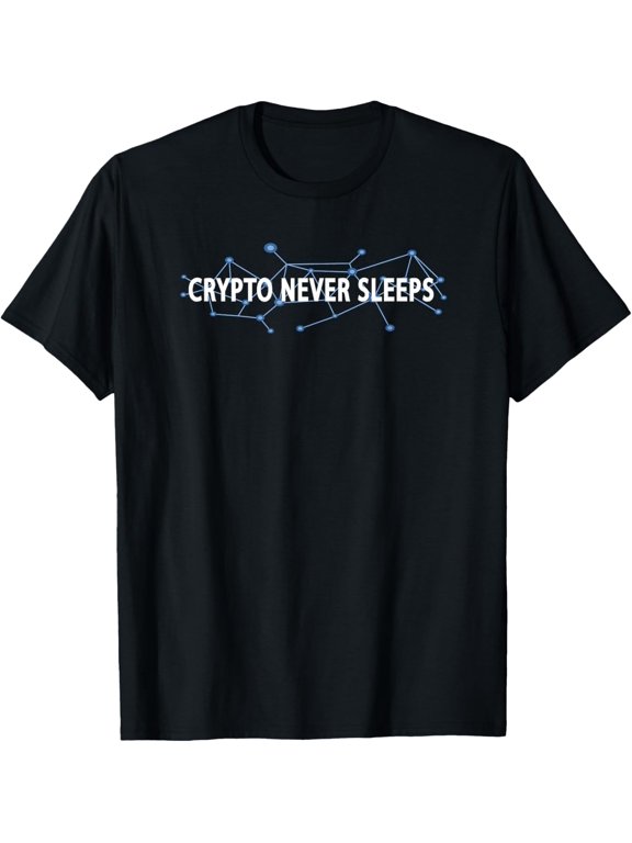 t-shirt Crypto Never Sleeps cryptocurrency blockchain trader gift T-Shirt mens,black,women,funny,men,journey,Crew Neck, Short Sleeve,printing