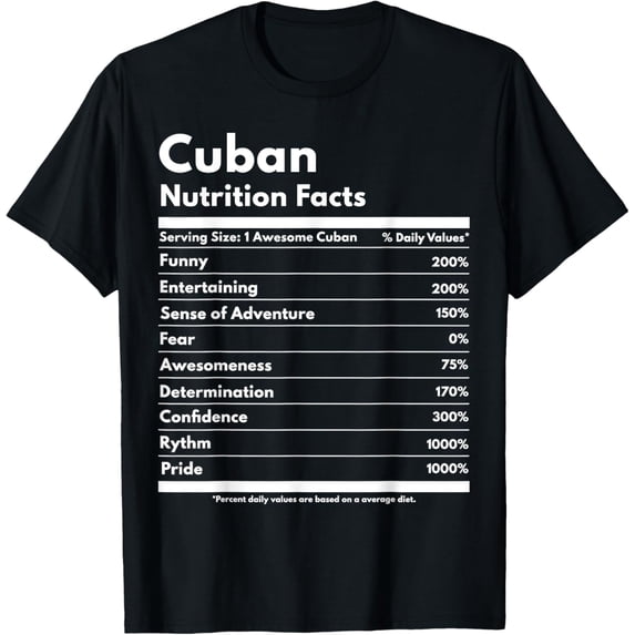 t-shirt Cuban Nutrition Facts Funny Cuba Saying Cuban Roots T-Shirt.