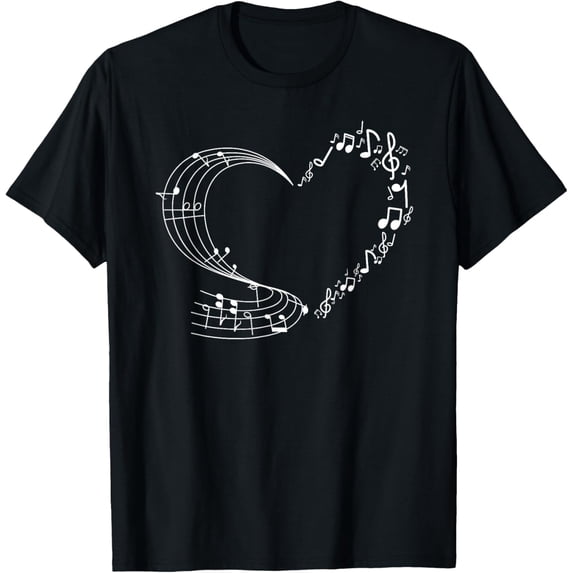 t-shirt Cute Heart Music Note Women Girls Musicians T-Shirt.