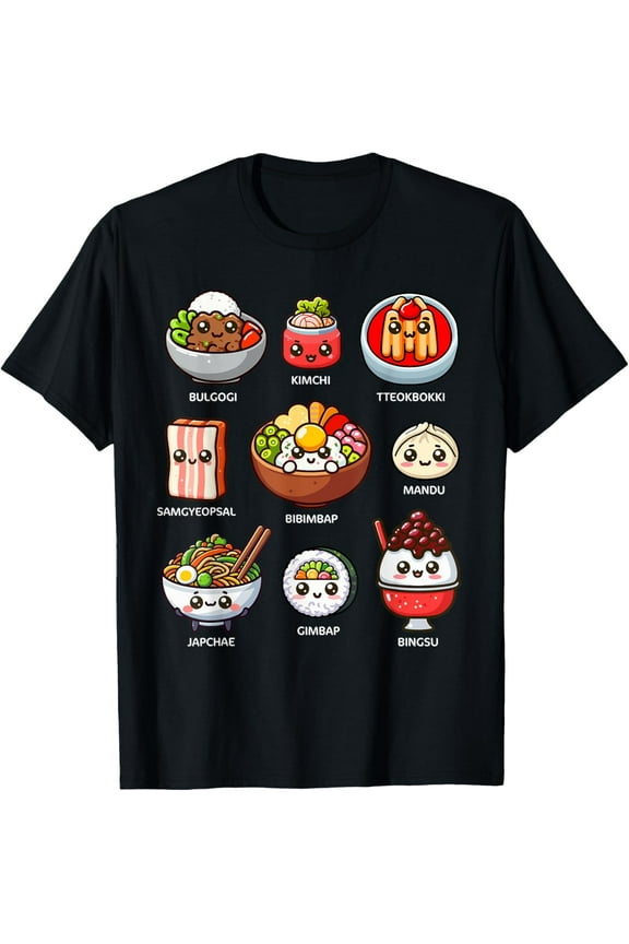 t-shirt Cute Korean Food Bulgogi Bibimbap Korea Lover Kawaii T-Shirt mens,black,women,funny,journey,Crew Neck, Short Sleeve,custom clothing patterns.gift