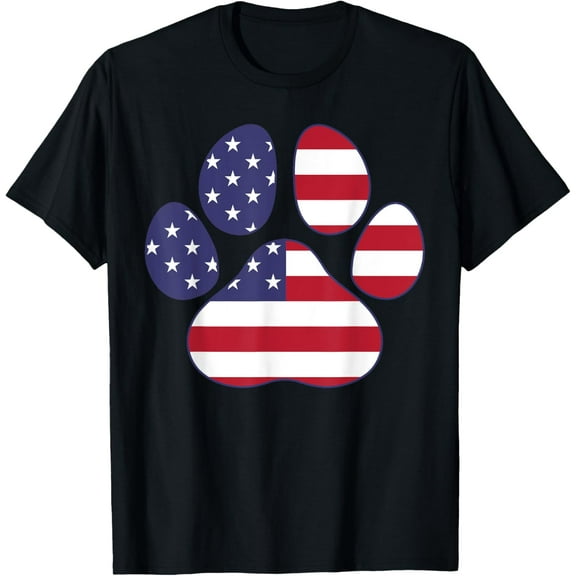 t-shirt Cute Paw Print American Flag 4th Of July Patriotic Dog Lover T-Shirt mens t shirt，black，women，funny，misfits，men，journey