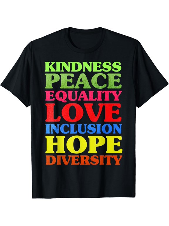 t-shirt Cute Peace Love Inclusion Equality Diversity Human Rights T-Shirt mens,black,women,funny,journey,Crew Neck, Short Sleeve,custom clothing patterns.gift