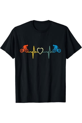 t-shirt Cycling Heartbeat T-Shirt - Cyclist Biking Biker T-Shirt mens,black,women,funny,journey,Crew Neck, Short Sleeve,custom clothing patterns.gift