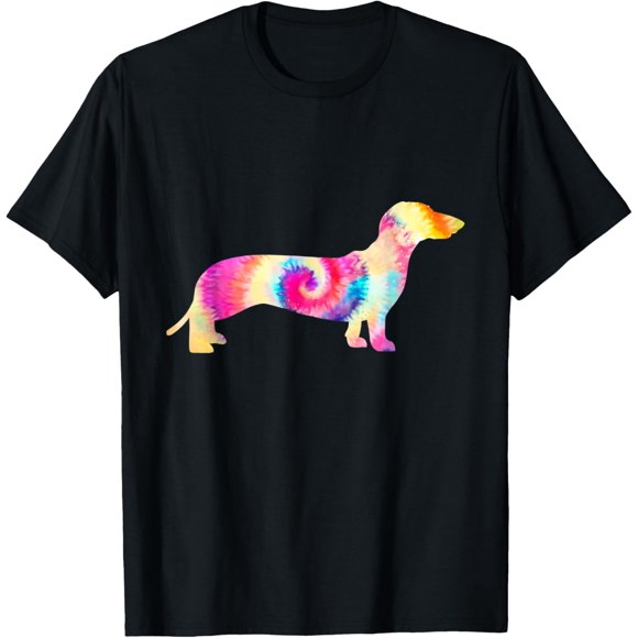 t-shirt Dachshund Tie Dye Dog Owner Dog Mom Dad T-Shirt mens,black,women,funny,men,journey,Crew Neck, Short Sleeve,printing