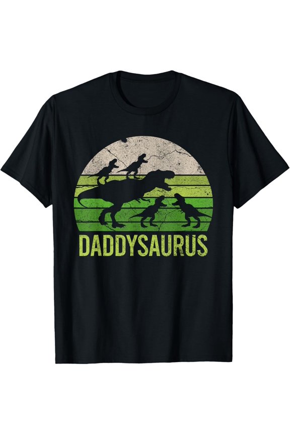t-shirt Daddysaurus 4 four kids Vintage Christmas Gift Fathers Day T-Shirt