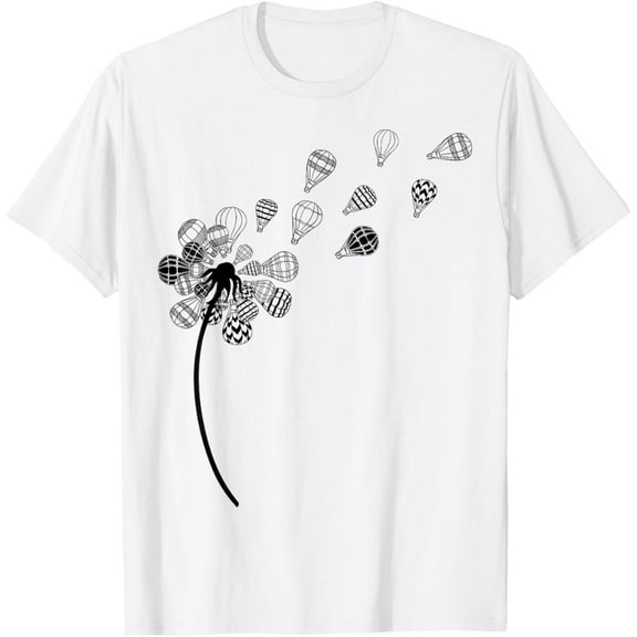 t-shirt Dandelion Ballooning Shirt Hot Air Balloon Pilot Balloonist T-Shirt mens, woman, white，funny，journey，Crew Neck, Short Sleeve,printing