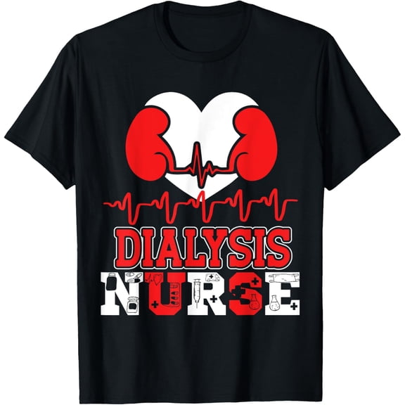 t-shirt Dialysis Nurse T-Shirt mens，black，women，funny，journey，Crew Neck, Short Sleeve,custom clothing patterns.gift