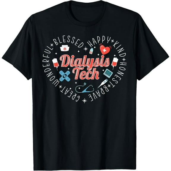 t-shirt Dialysis Tech Dialysis Technician T-Shirt mens，black，women，funny，journey，Crew Neck, Short Sleeve,custom clothing patterns.gift