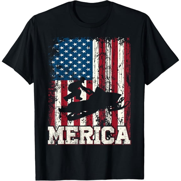 t-shirt Distressed American Flag Snowmobile Gift Men Women Kids T-Shirt mens，black，women，funny，journey，Crew Neck, Short Sleeve,printing