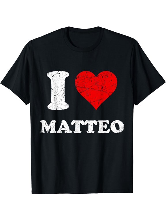 t-shirt Distressed Grunge Worn Out Style I Love Matteo T-Shirt mens,black,women,funny,journey,Crew Neck, Short Sleeve,printing