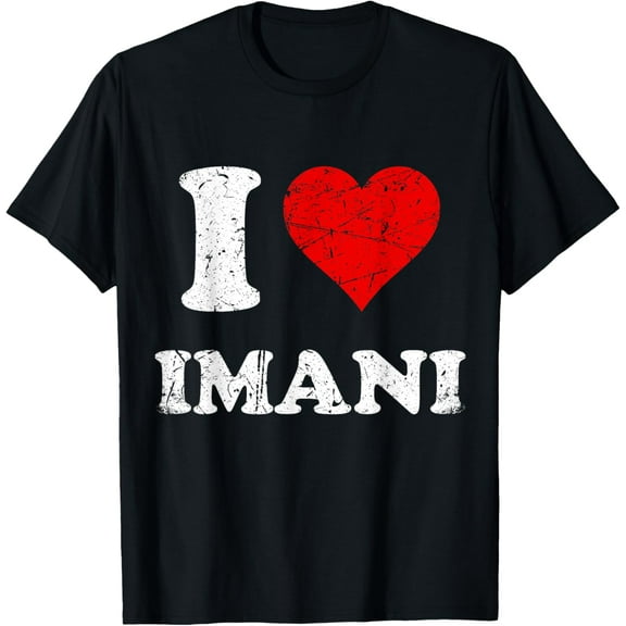 t-shirt Distressed Vintage I Love Imani T-Shirt mens，black，women，funny，journey，Crew Neck, Short Sleeve,printing