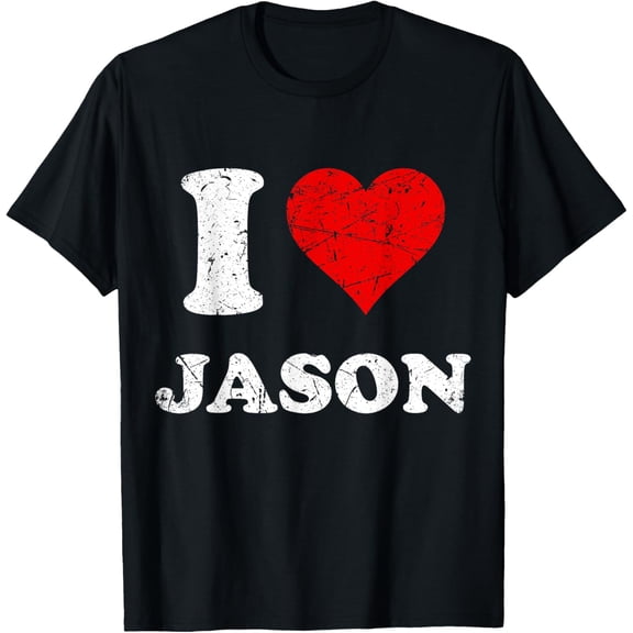 t-shirt Distressed Vintage I Love Jason T-Shirt mens，black，women，funny，journey，Crew Neck, Short Sleeve,printing