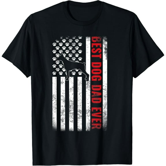 t-shirt Doberman Pinscher Dad Dog Father's Day USA Flag Pet T-Shirt.