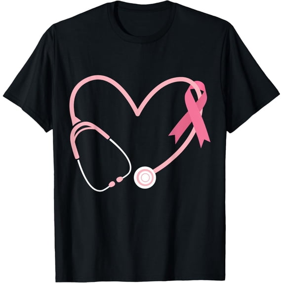 Doctor Nurse Heart Love Pink Ribbon Cute Breast Cancer Gifts T-Shirt