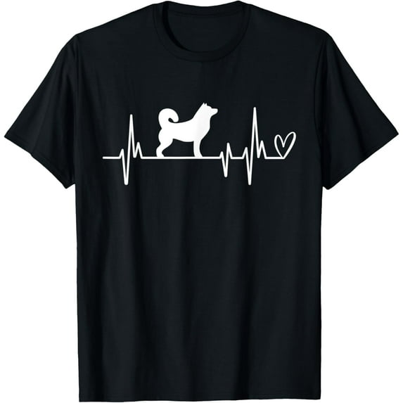 t-shirt Dog Heartbeat Design Siberian Husky T-Shirt mens,black,women,funny,journey,Crew Neck, Short Sleeve,custom clothing patterns.