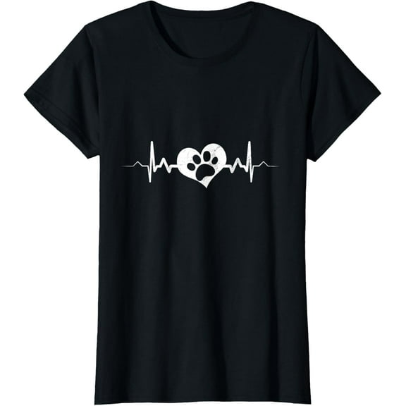 t-shirt Dog Paw Heartbeat Shirt - Heart Love Mom Adopt Rescue Gift T-Shirt.