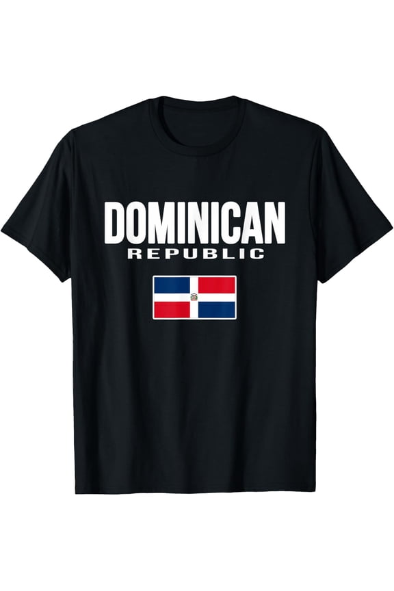 Dominican Republic Flag Republica Dominicana Souvenir T-ShirtMen and women, Black T-shirt, size: Extra large