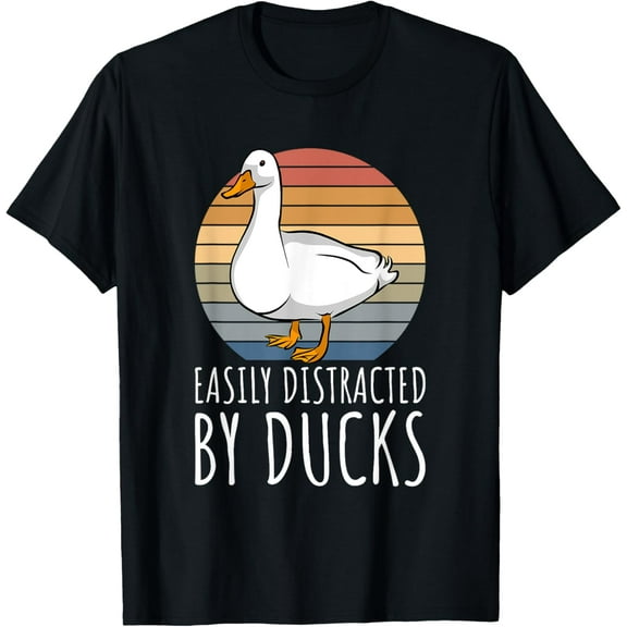 t-shirt Duck - Easily Distracted By Ducks T-Shirt mens，black，women，funny，men，journey，Crew Neck, Short Sleeve,printing