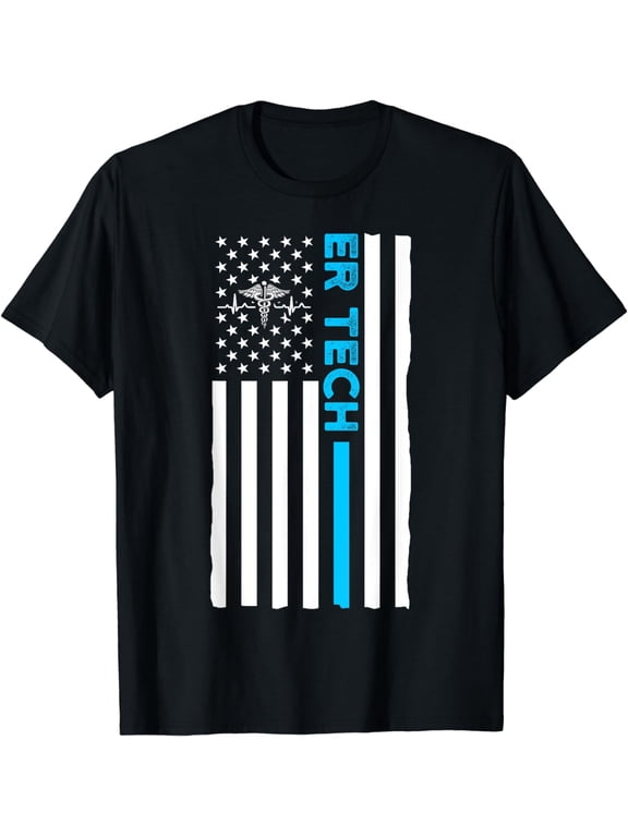 t-shirt ER Technician US Flag Emergency Room Tech T-Shirt mens t shirt,black,women,funny,misfits,men,journey