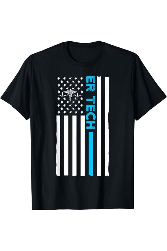 t-shirt ER Technician US Flag Emergency Room Tech T-Shirt mens t shirt,black,women,funny,misfits,men,journey