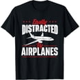 thumbnail image 1 of t-shirt Easily Distracted By Airplanes - Aircraft Fan Airline Pilot T-Shirt., 1 of 4