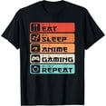 thumbnail image 1 of t-shirt Eat Sleep Anime Gaming Repeat Funny Video Gamer Gaming Retro T-Shirt mens，black，women，funny，journey，Crew Neck, Short Sleeve,custom clothing patterns., 1 of 4
