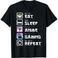 thumbnail image 1 of t-shirt Eat Sleep Anime Gaming Repeat Japan Kawaii Otaku Anime Manga T-Shirt mens，black，women，funny，journey，Crew Neck, Short Sleeve,custom clothing patterns., 1 of 4