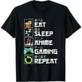 thumbnail image 1 of t-shirt Eat Sleep Anime Gaming Repeat Kawaii Otaku Anime Manga T-Shirt mens，black，women，funny，men，journey，Crew Neck, Short Sleeve,printing, 1 of 4