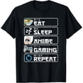 thumbnail image 1 of t-shirt Eat Sleep Anime Gaming Repeat Otaku Anime Manga T-Shirt mens，black，women，funny，journey，Crew Neck, Short Sleeve,custom clothing patterns., 1 of 4