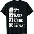 thumbnail image 1 of t-shirt Eat Sleep Anime Repeat Manga Shirts Men Women T-Shirt mens，black，women，funny，journey，Crew Neck, Short Sleeve,custom clothing patterns., 1 of 4