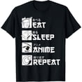 thumbnail image 1 of t-shirt Eat Sleep Anime Repeat Manga Shirts Men Women T-Shirt mens，black，women，funny，journey，Crew Neck, Short Sleeve,custom clothing patterns., 1 of 4