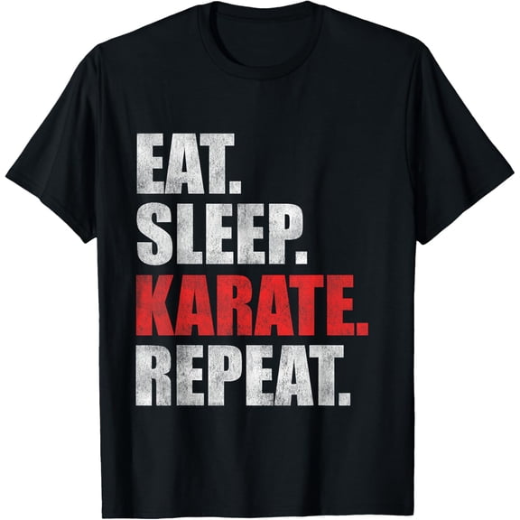 t-shirt Eat Sleep Karate Repeat T-Shirt mens，black，women，funny，men，journey，Crew Neck, Short Sleeve,printing