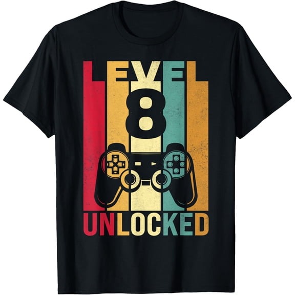 t-shirt Eight 8yr 8 Birthday Boy Son Funny Gamer 8th Years Old T-Shirt.