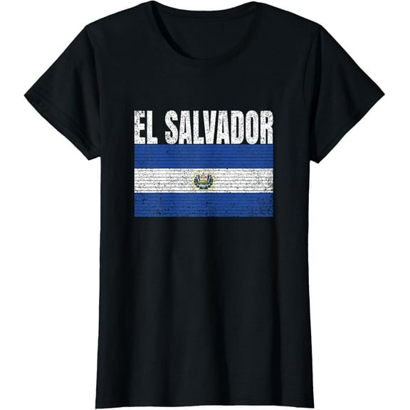 t-shirt El Salvador Country Vintage Salvadorean National Flag Gift T-Shirt mens，black，women，funny，journey，Crew Neck, Short Sleeve,printing